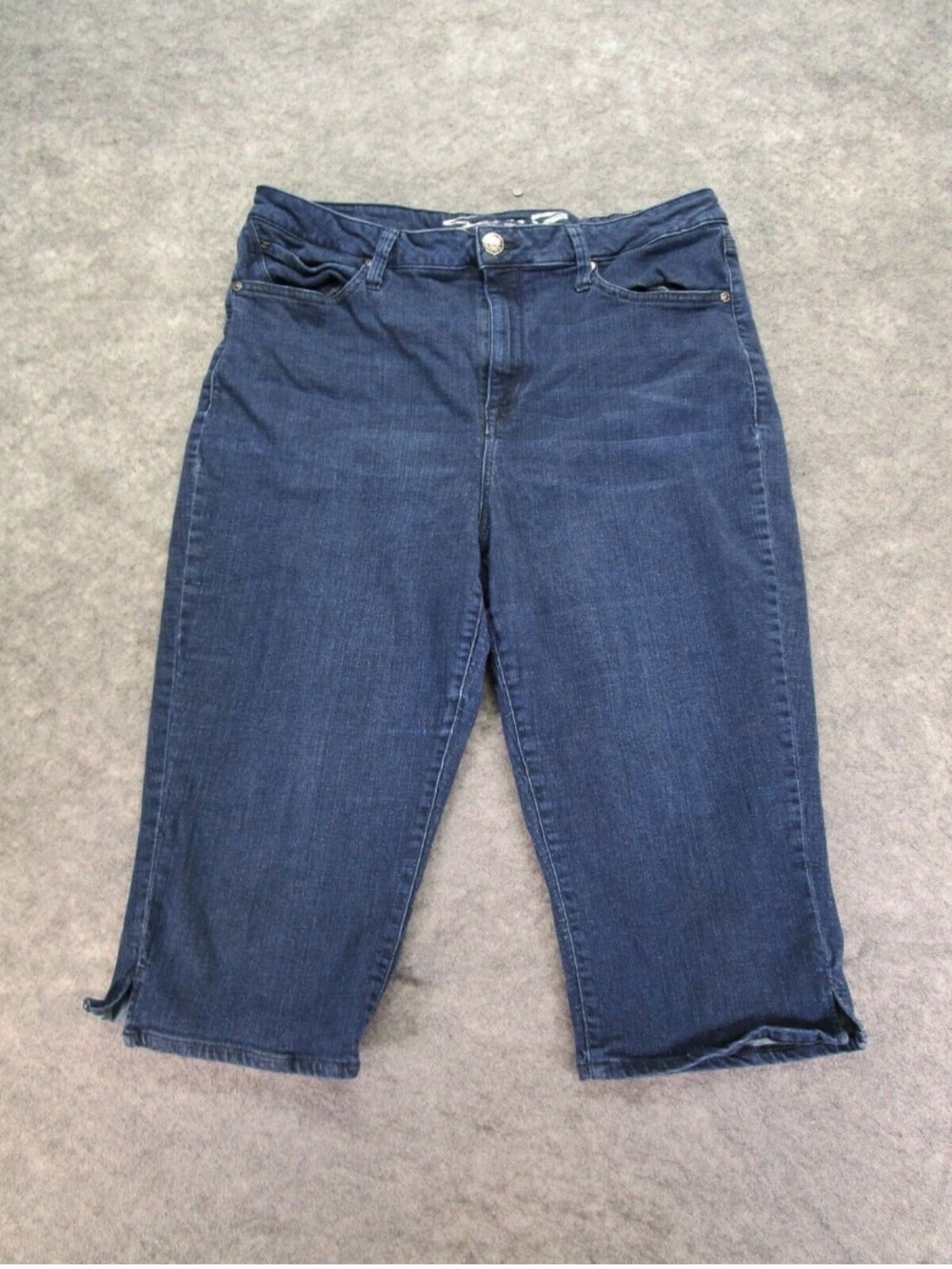Seven7 Women's Dark Blue Denim Capri Skimmer Jeans - Size 16